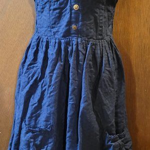 Navy spaghetti strap ruffle top dress